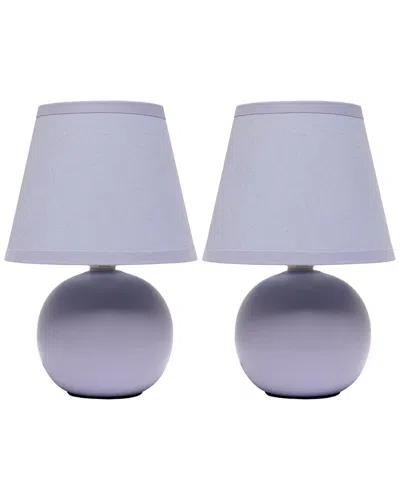 Lalia Home Creekwood Home Nauru 8.66 Traditional Petite Ceramic Orb Base Bedside Table Desk Lamp 2pk Set In Purple