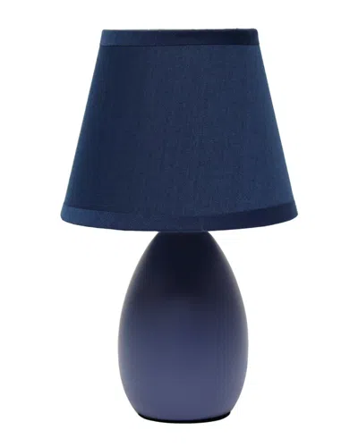 Lalia Home Creekwood Home Nauru 9.45 Traditional Petite Ceramic Oblong Bedside Table Desk Lamp In Blue