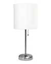 Lalia Home Creekwood Home Oslo 19.5 Contemporary Bedside Power Outlet Base Standard Metal Table Desk Lamp In Silver