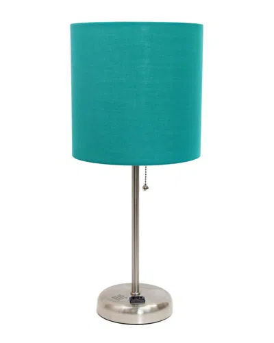 Lalia Home Creekwood Home Oslo 19.5 Contemporary Bedside Power Outlet Base Standard Metal Table Desk Lamp In Silver