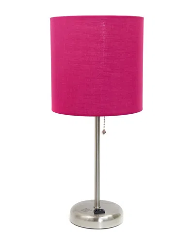 Lalia Home Creekwood Home Oslo 19.5 Contemporary Bedside Power Outlet Base Standard Metal Table Desk Lamp In Silver