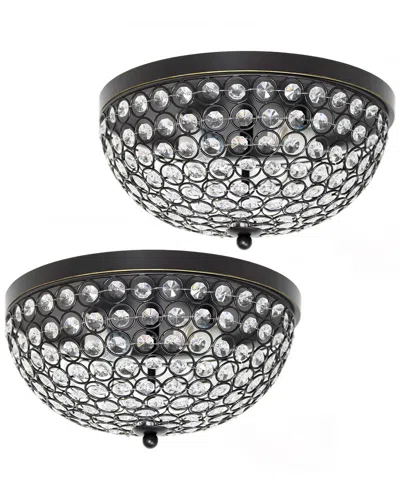 Lalia Home Crystal Glam 2 Light Ceiling Flush Mount 2pk In Bronze