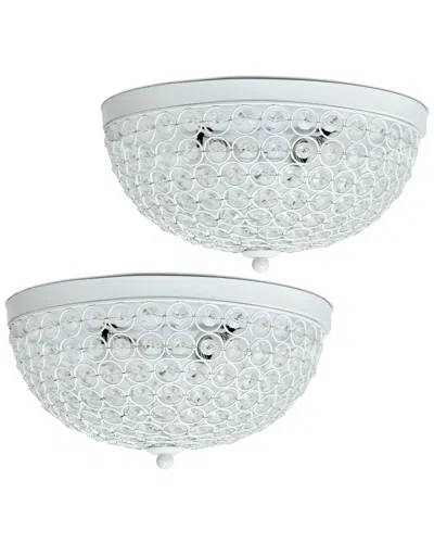 Lalia Home Crystal Glam 2 Light Ceiling Flush Mount 2pk In White