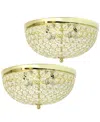 Lalia Home Crystal Glam 2 Light Ceiling Flush Mount, Pack Of 2 In Gold
