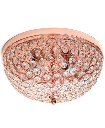 Lalia Home Crystal Glam 2 Light Ceiling Flush Mount In Rose Gold