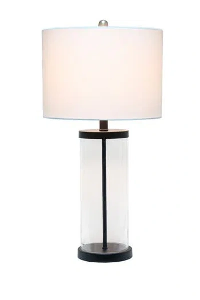 Lalia Home Entrapped Glass Table Lamp With White Fabric Shade In Black