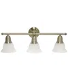 Lalia Home Essentix Contemporary Three Light Metal And Alabaster White Glass Shade Vanity Uplight Downlight Wal In Antique Brass