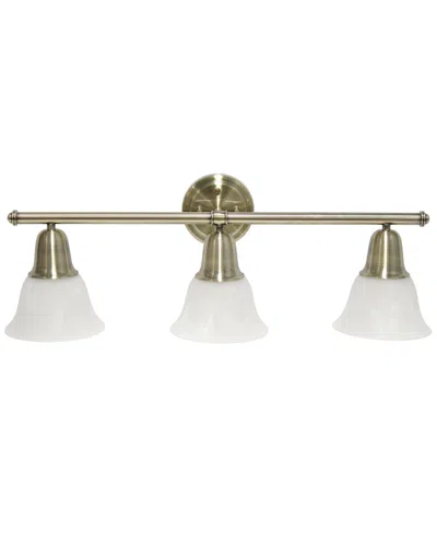 Lalia Home Essentix Contemporary Three Light Metal And Alabaster White Glass Shade Vanity Uplight Downlight Wal In Antique Brass