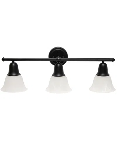Lalia Home Essentix Contemporary Three Light Metal And Alabaster White Glass Shade Vanity Uplight Downlight Wal In Black