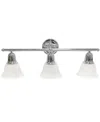 LALIA HOME ESSENTIX CONTEMPORARY THREE LIGHT METAL AND ALABASTER WHITE GLASS SHADE VANITY UPLIGHT DOWNLIGHT WAL