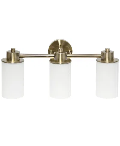 Lalia Home Essentix Contemporary Three Light Metal And Opaque White Glass Shade Vanity Uplight Downlight Wall M In Antique Brass