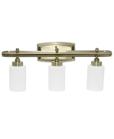 Lalia Home Essentix Contemporary Three Light Metal And Opaque White Glass Shade Vanity Uplight Downlight Wall M In Antique Brass