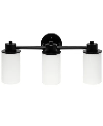 Lalia Home Essentix Contemporary Three Light Metal And Opaque White Glass Shade Vanity Uplight Downlight Wall M In Black