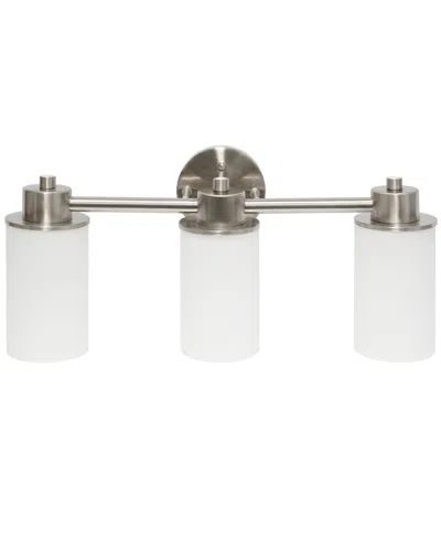 Lalia Home Essentix Contemporary Three Light Metal And Opaque White Glass Shade Vanity Uplight Downlight Wall M In Brushed Nickel