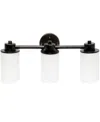 Lalia Home Essentix Contemporary Three Light Metal And Opaque White Glass Shade Vanity Uplight Downlight Wall M In Oil Rubbed