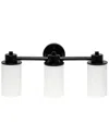 Lalia Home Essentix Contemporary Three Light Vanity Uplight Downlight Wall Mounted Fixture In Black