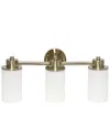Lalia Home Essentix Contemporary Three Light Vanity Uplight Downlight Wall Mounted Fixture In Brass