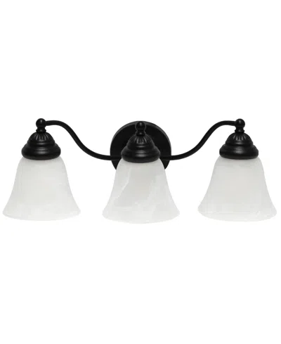 Lalia Home Essentix Traditional Three Light Curved Metal, Alabaster White Glass Shade Vanity Uplight Downlight In Black