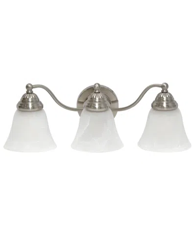 Lalia Home Essentix Traditional Three Light Curved Metal, Alabaster White Glass Shade Vanity Uplight Downlight In Brushed Nickel