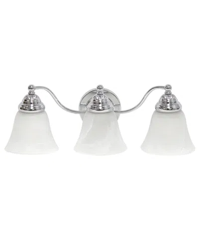 Lalia Home Essentix Traditional Three Light Curved Metal, Alabaster White Glass Shade Vanity Uplight Downlight In Chrome
