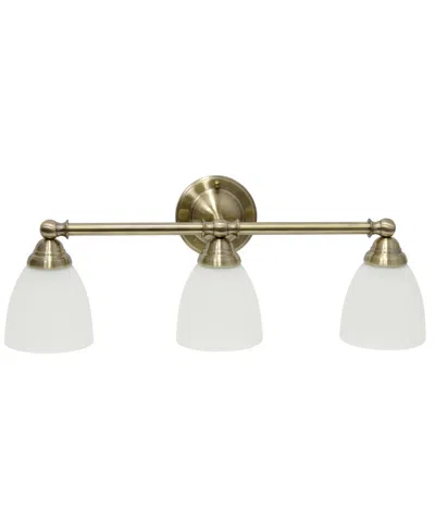 Lalia Home Essentix Traditional Three Light Metal And Translucent Glass Shade Vanity Uplight Downlight Wall Mou In Antique Brass