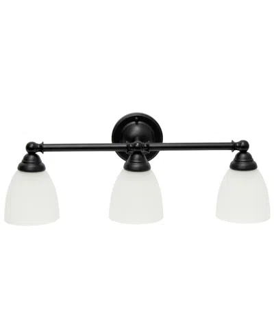 Lalia Home Essentix Traditional Three Light Metal And Translucent Glass Shade Vanity Uplight Downlight Wall Mou In Black