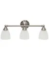 LALIA HOME ESSENTIX TRADITIONAL THREE LIGHT METAL AND TRANSLUCENT GLASS SHADE VANITY UPLIGHT DOWNLIGHT WALL MOU