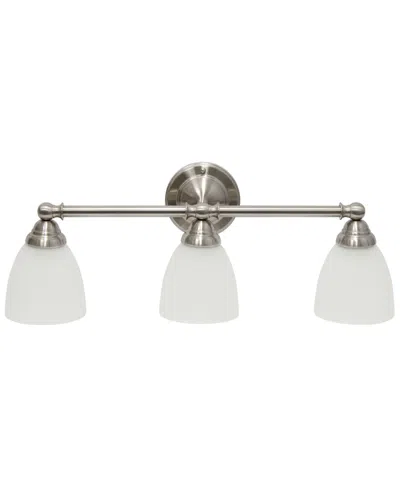 Lalia Home Essentix Traditional Three Light Metal And Translucent Glass Shade Vanity Uplight Downlight Wall Mou In Brushed Nickel