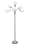 Lalia Home 5-light Adjustable Gooseneck Floor Lamp In Silver/white Shades