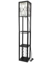 Lalia Home Laila Home Floor Lamp Etagere Organizer Storage Shelf And Wine Rack With Linen Shade In Black