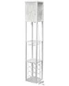 Lalia Home Laila Home Floor Lamp Etagere Organizer Storage Shelf And Wine Rack With Linen Shade In White
