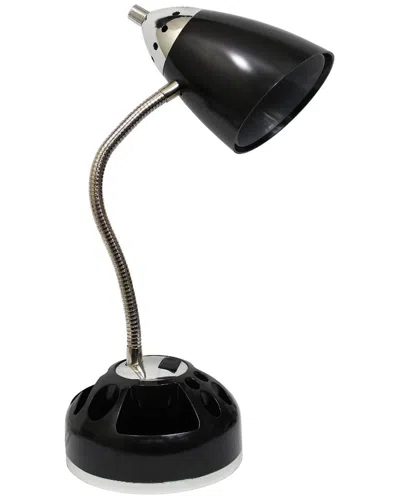 Lalia Home Laila Home Flossy Organizer Desk Lamp With Charging Outlet Lazy Susan Base In Black