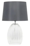 Lalia Home 17.63in Contemporary Fluted Glass Bedside Table In Clear Glass/gray Shade