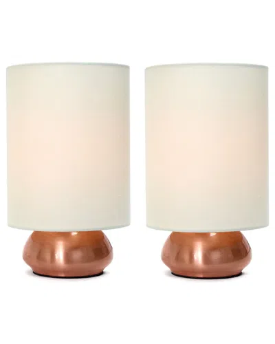 Lalia Home Laila Home Gemini 2pk Mini Touch Lamp With Rose Gold Base And Cream Fabric Shades