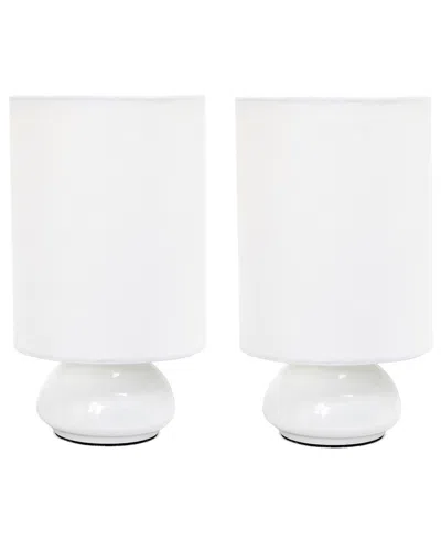 Lalia Home Laila Home Gemini Colors 2pk Mini Touch Table Lamp Set With Fabric Shades In White