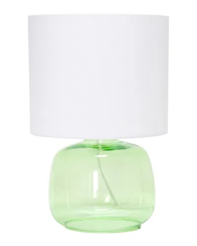 Lalia Home Glass Table Lamp With Fabric Shade In Green