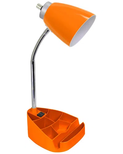 Lalia Home Laila Home Gooseneck Organizer Desk Lamp With Ipad Tablet Stand Book Holder And Charging Outlet In Orange