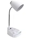 Lalia Home Laila Home Gooseneck Organizer Desk Lamp With Ipad Tablet Stand Book Holder In White