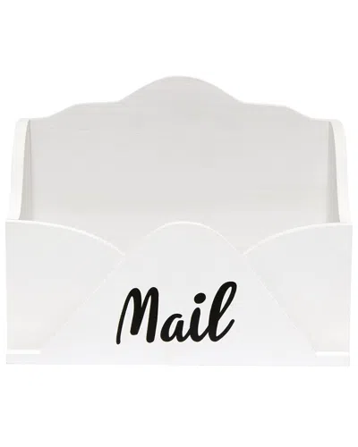 Lalia Home Homewood Farmhouse Wooden Decorative Envelope Shaped Desktop Letter Holder In White