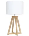 Lalia Home Laila Home Interlocked Triangular Natural Wood Table Lamp With White Fabric Shade In Natural