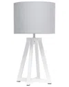 Lalia Home Laila Home Interlocked Triangular White Wood Table Lamp With Gray Fabric Shade In White