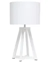 Lalia Home Laila Home Interlocked Triangular White Wood Table Lamp With White Fabric Shade In White