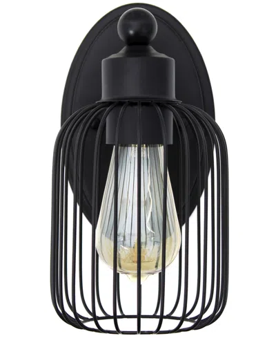 Lalia Home Ironhouse 10.5" One Light Industrial Decorative Cage Wall Sconce Uplight Downlight Wall Mounted Fixt In Black