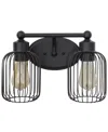 LALIA HOME IRONHOUSE TWO LIGHT INDUSTRIAL DECORATIVE CAGE VANITY UPLIGHT DOWNLIGHT WALL MOUNTED FIXTURE