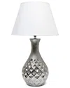 Lalia Home Laila Home Juliet Ceramic Table Lamp With Metallic Silver Base And White  Fabric Shade In Metallic
