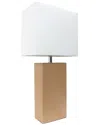 Lalia Home Lexington 21in Leather Base Modern Home Décor Bedside Table Lamp In Beige