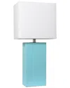 Lalia Home Lexington 21in Leather Base Modern Home Décor Bedside Table Lamp In Blue