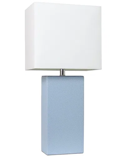 Lalia Home Lexington 21in Leather Base Modern Home Décor Bedside Table Lamp In Blue