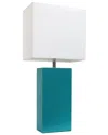 Lalia Home Lexington 21in Leather Base Modern Home Décor Bedside Table Lamp In Blue