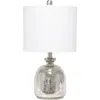 Lalia Home Mercury Hammered Glass Jar Table Lamp With White Linen Shade In Gray